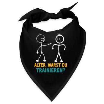 Strichmännchen WARST DU TRAINIEREN LUSTIG - Bandana - Schwarz - Vorne