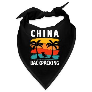 China Backpacking Retro Travel Design - Bandana - Schwarz - Vorne