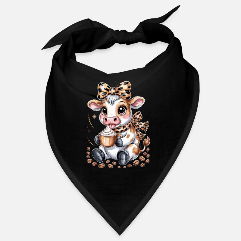  Süße Kaffeekuh mit Cappuccino und Kaffeebohnen Bandana