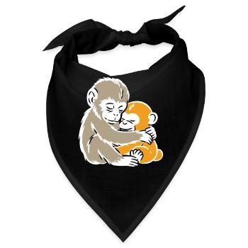 Monkey Hug Duo Illustration - Bandana - Schwarz - Vorne