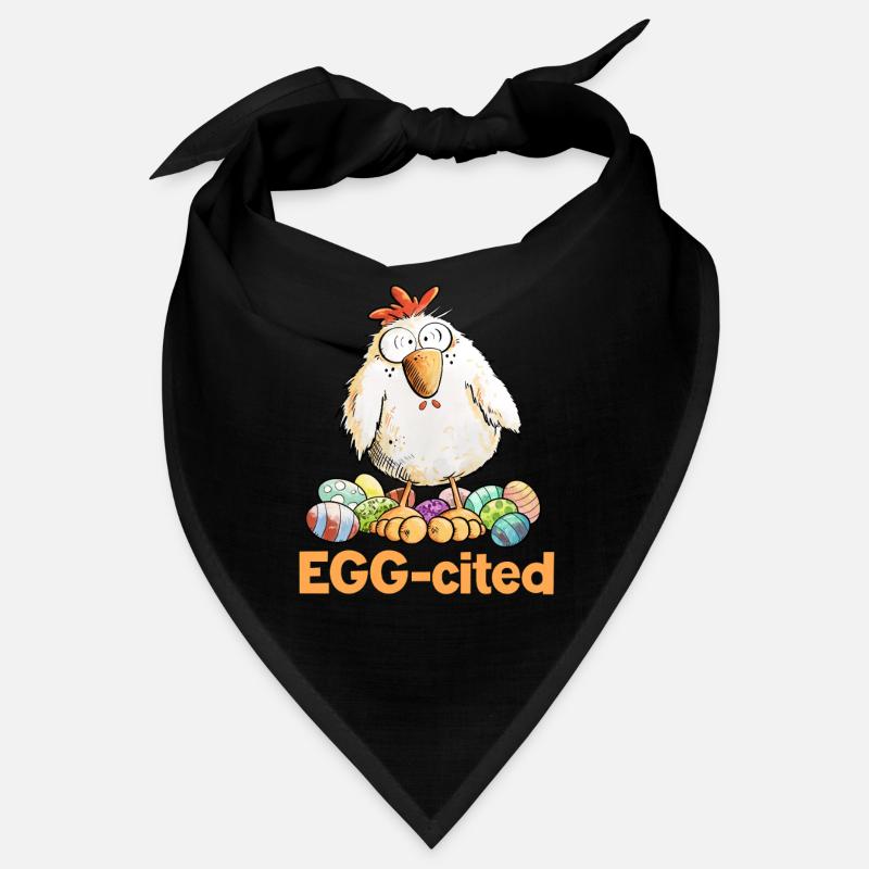 Excited Chicken with Easter Eggs Saying Eggcited Bandana