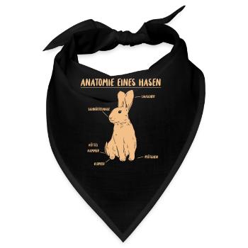 Hase Anatomie kawaii Beschreibung eines Hasen - Bandana - Schwarz - Vorne