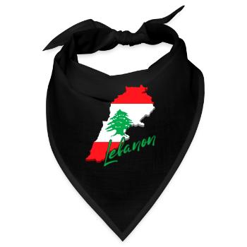 Karte mit Libanon-Flagge, ich liebe Libanon - Bandana - Schwarz - Vorne