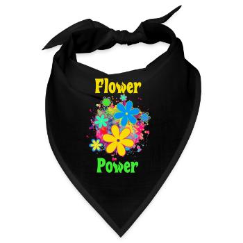 Flower Power  - Bandana - Schwarz - Vorne