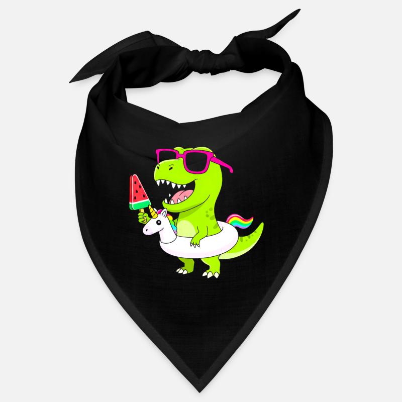 Neon-Dino mit Eis und Einhorn Bandana