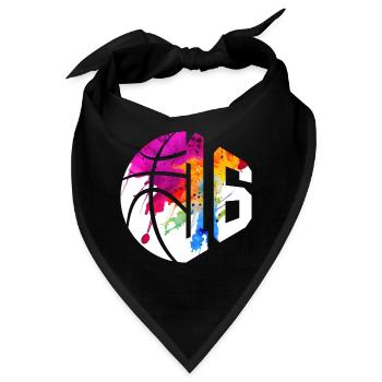 NR. 16 NUMMER 16 BASKETBALL 16. GEBURTSTAG - Bandana - Schwarz - Vorne