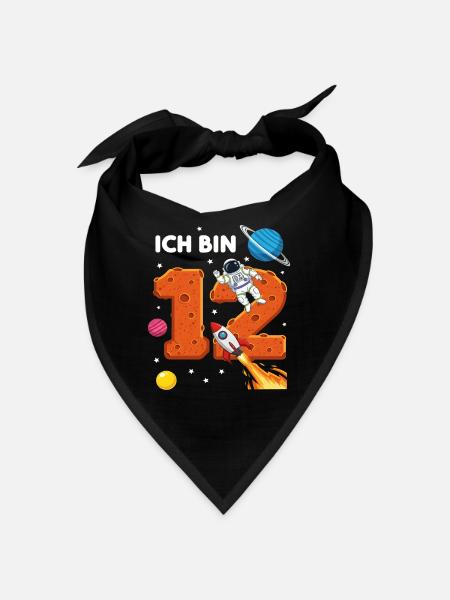 Ich bin 12 Astronaut Weltraum Geburtstag - Bandana - Schwarz - Vorne