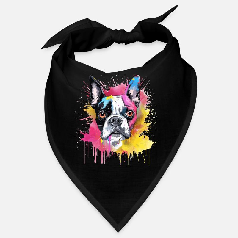 Boston Terrier, chien coloré à l’art éclaboussé Bandana