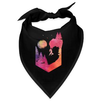 Kletterin Bouldern Aquarell Sonnenuntergang - Bandana - Schwarz - Vorne