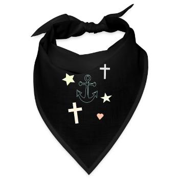 Ankertraum Sterne Herzen Motiv - Bandana - Schwarz - Vorne