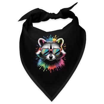 Waschbär Farbexplosion - Bandana - Schwarz - Vorne