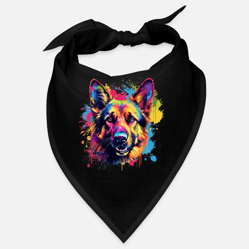 Deutscher Schäferhund Spritzkunst bunt Bandana