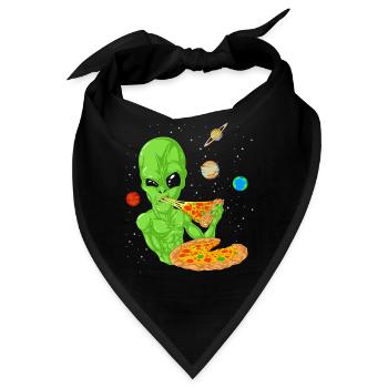 Alien Pizza Weltraum-Shirt - Bandana - Schwarz - Vorne