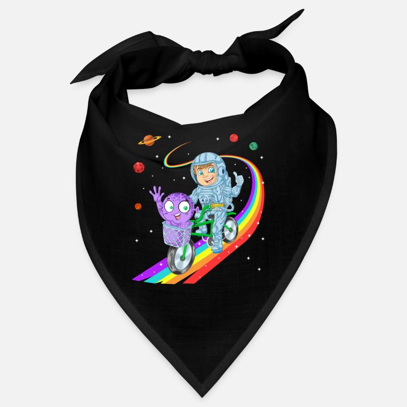 Garçon faisant du vélo avec une chemise extraterrestre Bandana