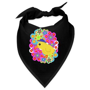 Frühling Retro Küken Huhn Kinder Ostern - Bandana - Schwarz - Vorne