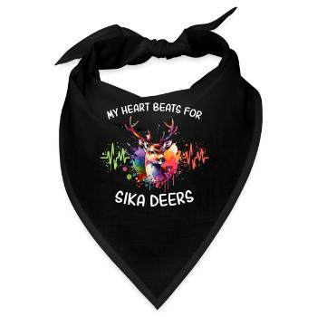 Sikahirsch Herzlinie - Bandana - Schwarz - Vorne