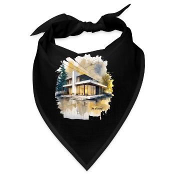 Aquarell-Moderne Villa - Bandana - Schwarz - Vorne