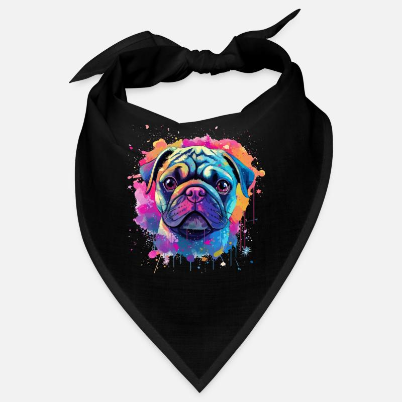 Vibrant Pug Splash Portrait Bandana