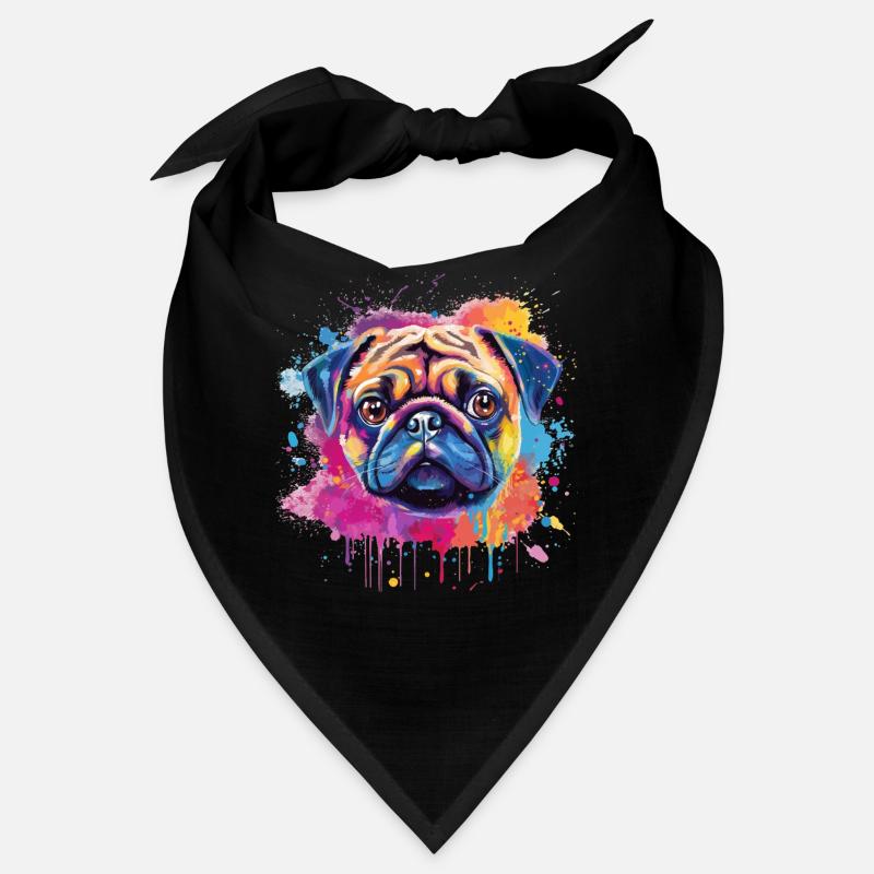 Vibrant Pug Splash Portrait Bandana