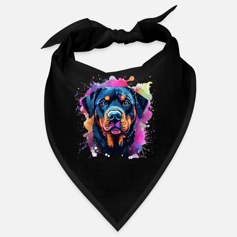 Lebendiger Rottie-Porträt-Spritzer Bandana
