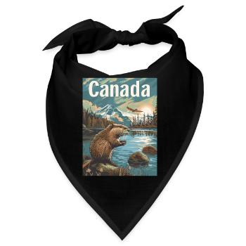  Naturwunder Kanada Landschaft Am See Mit Biber - Bandana - Schwarz - Vorne