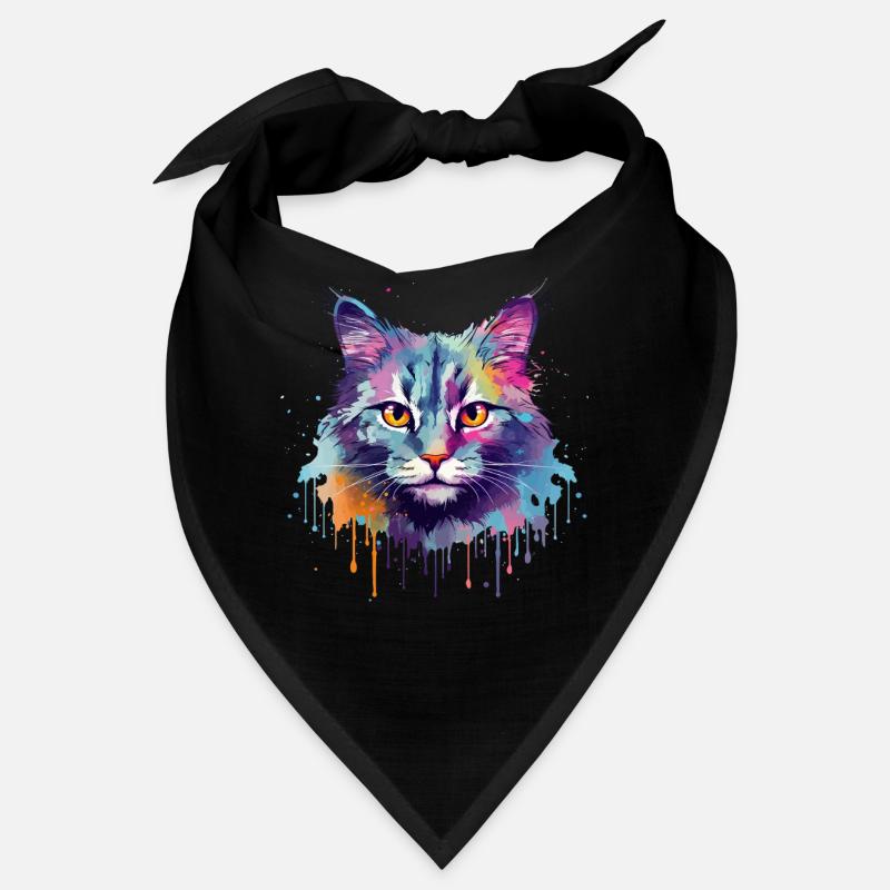 Art coloré en éclaboussures Face de chat en brume australienne Bandana