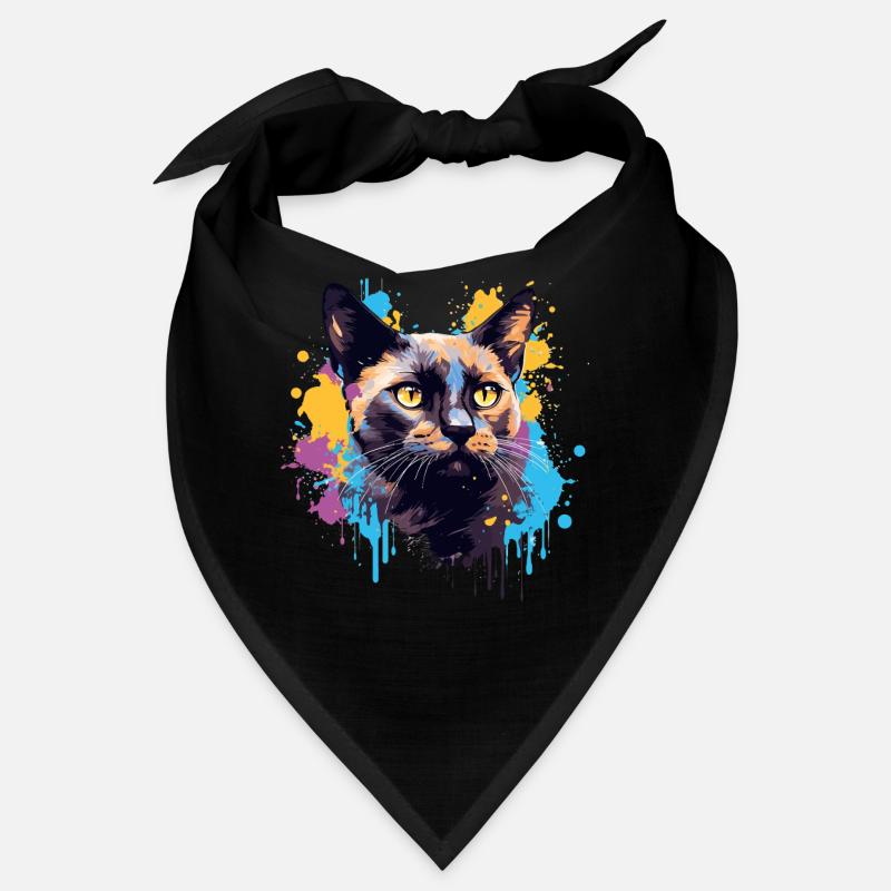 Splash Art Visage de chat birman coloré Bandana