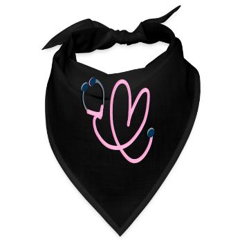 Rosa Herz Stethoskop - Bandana - Schwarz - Vorne