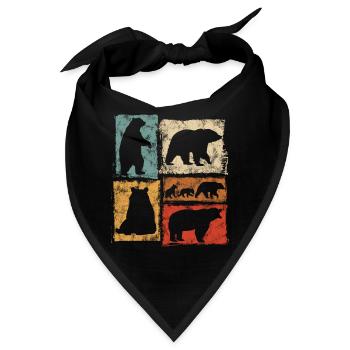 Bären Perspektiven Retro Tierdruck - Bandana - Schwarz - Vorne