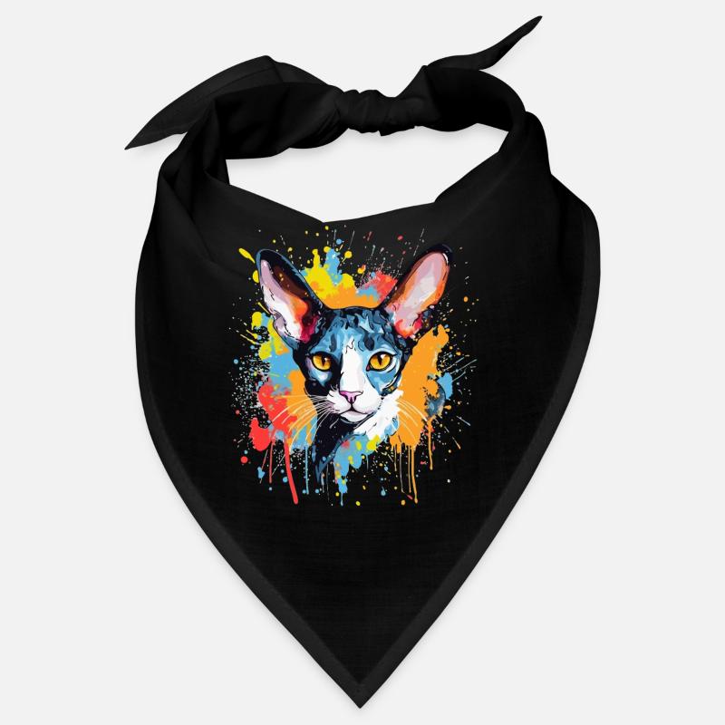 Splash Art Cornish Rex Cat Face Colorful  Bandana