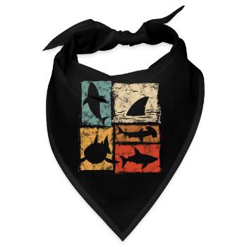 Retro Hai Perspektiven Grafik - Bandana - Schwarz - Vorne