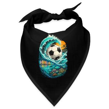 Curacao Welle mit Fußball - Bandana - Schwarz - Vorne