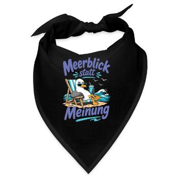 Möwe Meerblick statt Meinung Shirt - Bandana - Schwarz - Vorne
