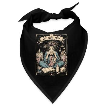 Müde neue Mutter Tee Chaos Vintage-Kunst - Bandana - Schwarz - Vorne
