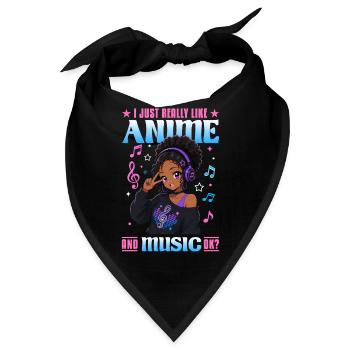 Anime and Music Chibi Black Girl - Bandana - Schwarz - Vorne
