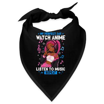 Anime and Music Chibi Black Girl - Bandana - Schwarz - Vorne