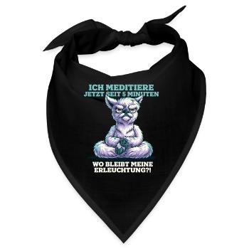 Yoga Alpaka Erleuchtung Meditation Spruch - Bandana - Schwarz - Vorne