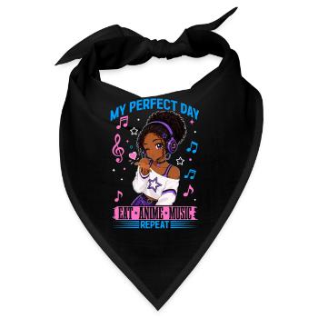 Anime and Music Birthday Chibi Black Girl - Bandana - Schwarz - Vorne
