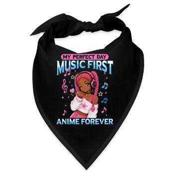 Anime and Music Chibi Black Girl - Bandana - Schwarz - Vorne