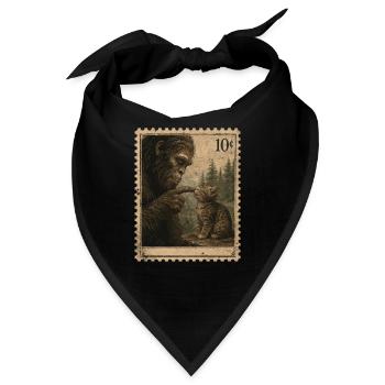 Gorilla küsst Kätzchen Vintage-Stempel - Bandana - Schwarz - Vorne