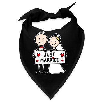 Hochzeitspaar Cartoon just married - Bandana - Schwarz - Vorne