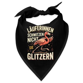 Läuferinnen Schwitzen nicht sie Glitzer Flamingo  - Bandana - Schwarz - Vorne