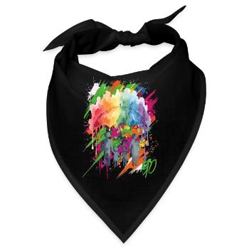 Abstrakte 90er Farbexplosion - Bandana - Schwarz - Vorne