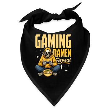 Funny Gaming and Ramen Gamer Skeleton - Bandana - Schwarz - Vorne