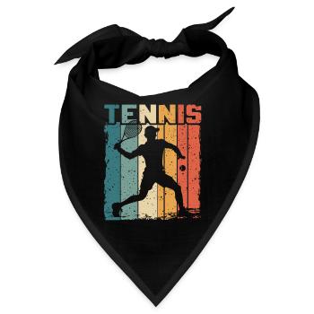 Retro Tennis Design Tennisspieler Spielt Vorhand - Bandana - Schwarz - Vorne