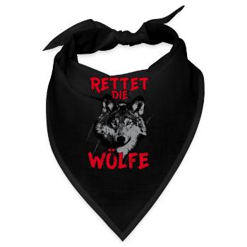 Rettet Die Wölfe Wolf Wolfskopf Tierschutz Spruch - Bandana - Schwarz - Vorne