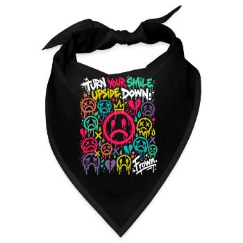 Frown – Traurige Gesichter im Graffiti-Stil BUNT - Bandana - Schwarz - Vorne