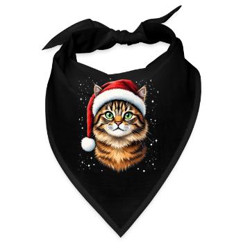 Weihnachtskatze mit rotem Hut - Bandana - Schwarz - Vorne