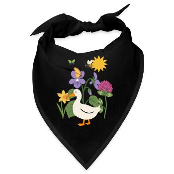 Blumenzeichnung · Biene · Ente · Blüten - Bandana - Schwarz - Vorne