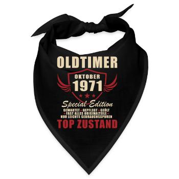 55. Geburtstag Geschenk Mann Best of Oktober 1971 - Bandana - Schwarz - Vorne